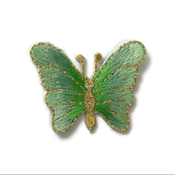 Small Green Butterfly Embroidered Patch - Picture 1 of 3